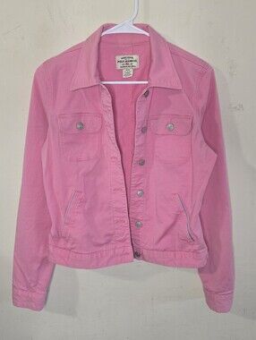 Vintage Polo Jeans Co Ralph Lauren Pink Trucker Jacket Womens M Stretch Denim